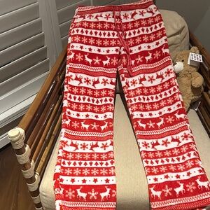 Bluenotes Festive Red and White Pajama Pants Fluffy